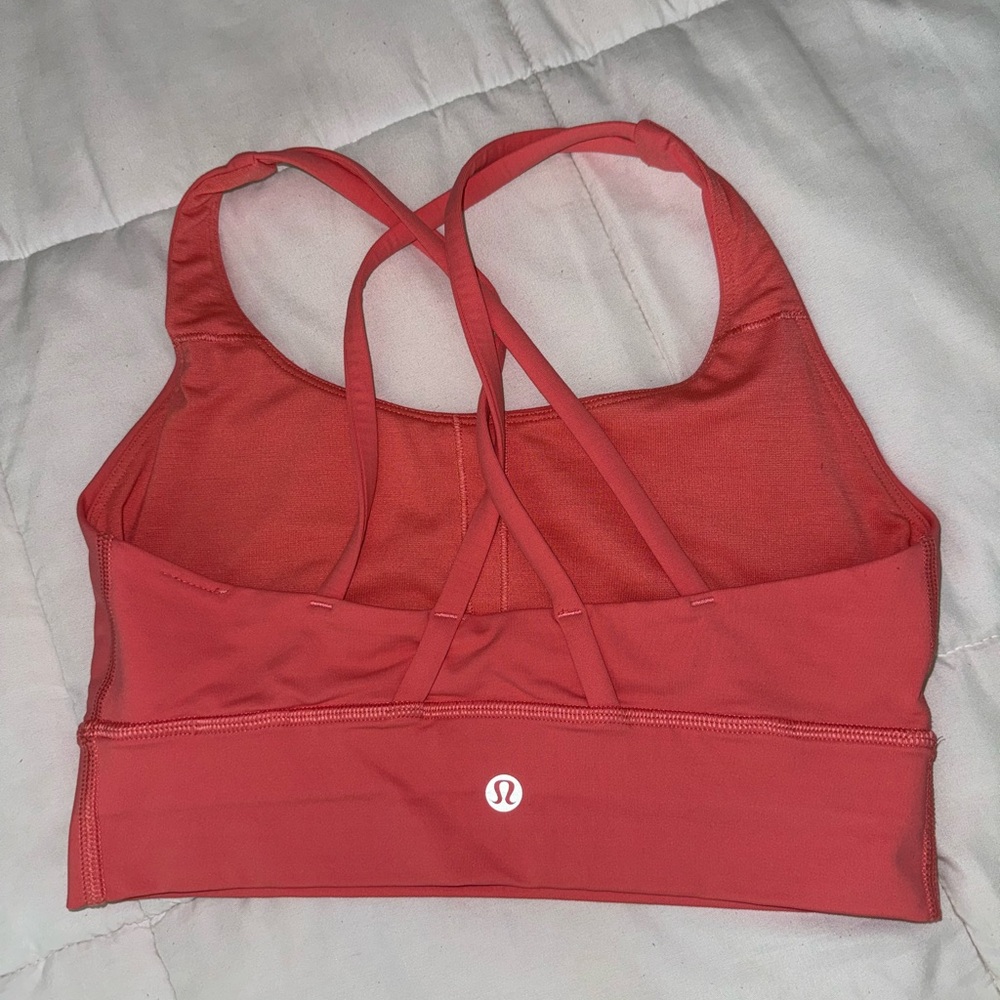 Lululemon Energy Longline Bra *Medium Support, B–D Cups Raspberry Cream Orange - Picture 8 of 9